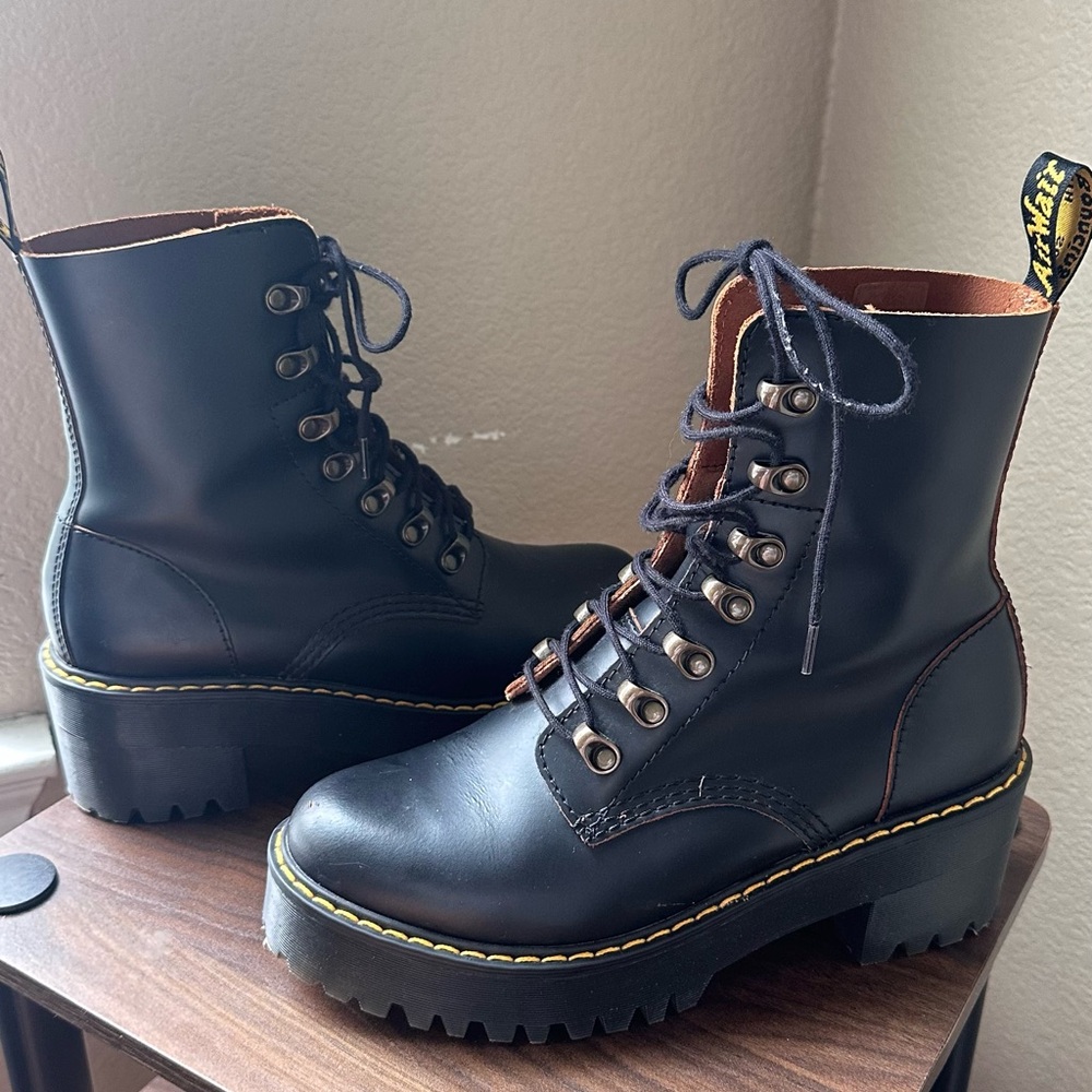 Dr. Martens Black Leather Combat Boots